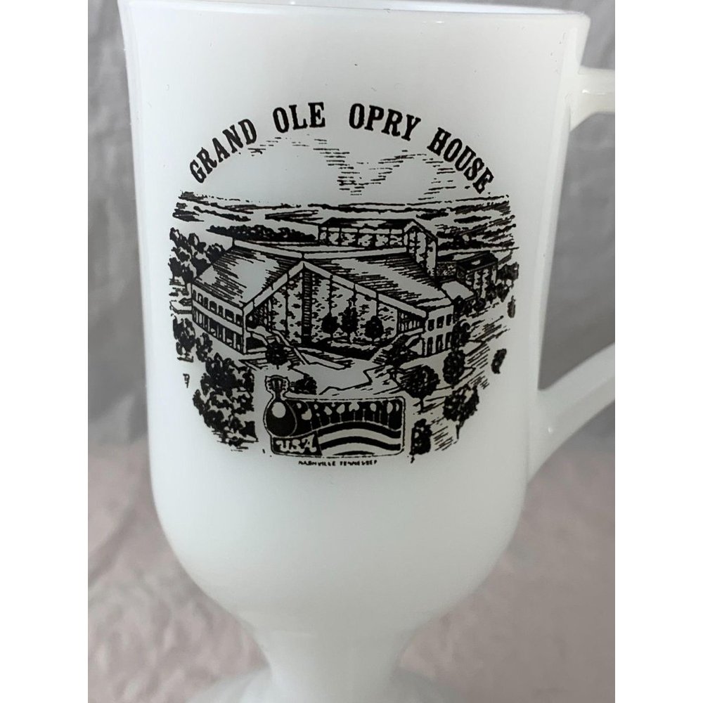 Vintage Grand Ole Opry House Footed Milk Glass Mug - Picture 2 of 7
